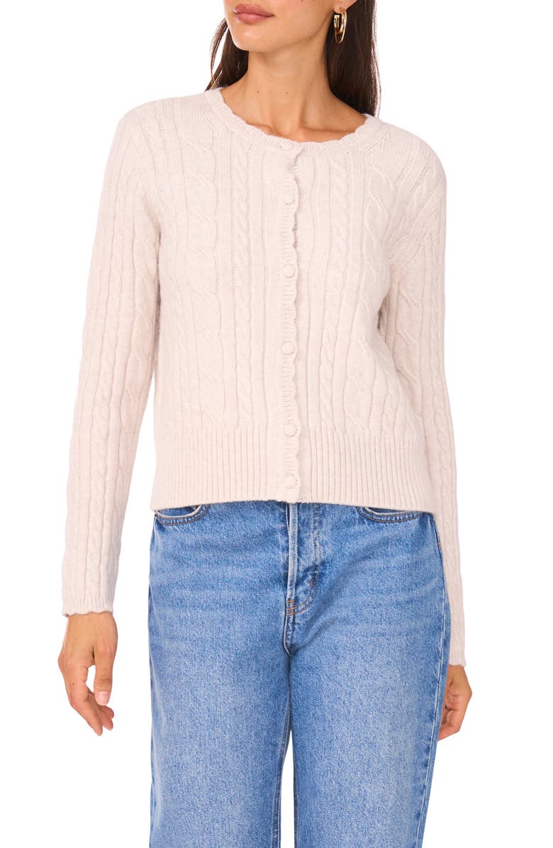 1.STATE Pointelle Knit Cardigan, Main, color, Sugar