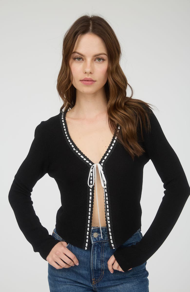 Blu Pepper Tie Bow Crop Cardigan, Alternate, color, 