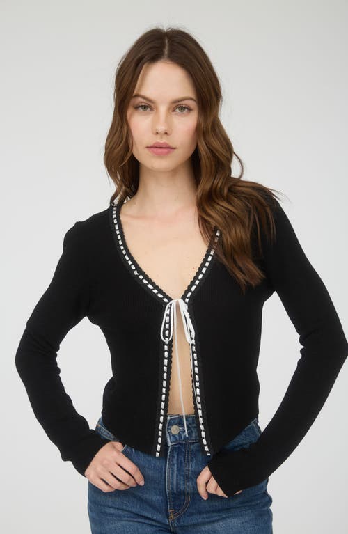 Blu Pepper Tie Bow Crop Cardigan In Black