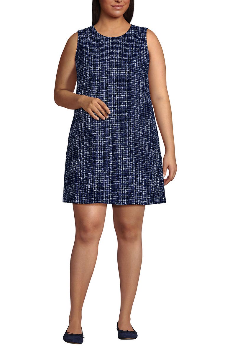 Lands' End Washable Tweed Sleeveless Above the Knee Dress, Main, color, 