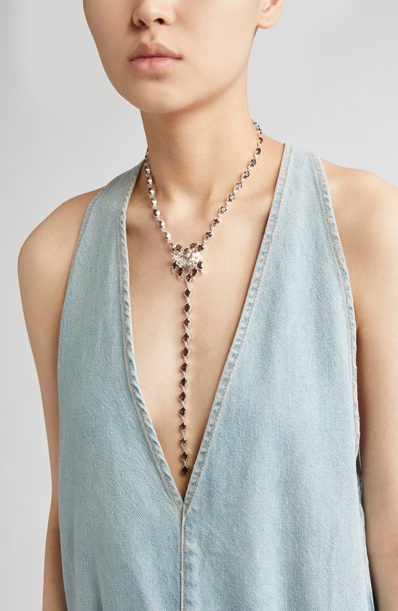 SHANA CAVE Tendril Y-Necklace, Alternate, color, Silver Smoky Quartz