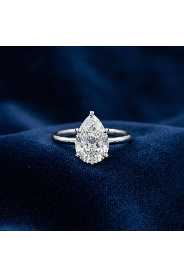 Certified 3Ct Pear Shape Solitaire Diamond Engagement Ring 6-Prong Lab Grown, Alternate, color, 14k White Gold