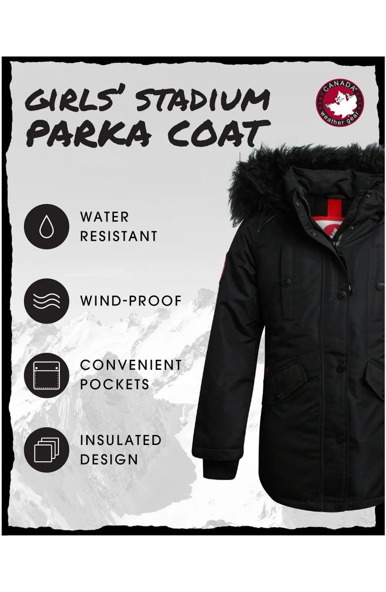 CANADA WEATHER GEAR Girls
 Winter Faux Fur Lining Ski Jacket, Alternate, color, 