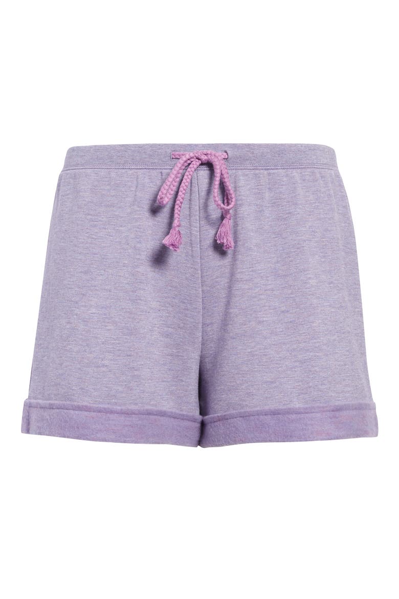 Fleece Roll Cuff Shorts, Alternate, color, PURPLE SHEER HEATHER