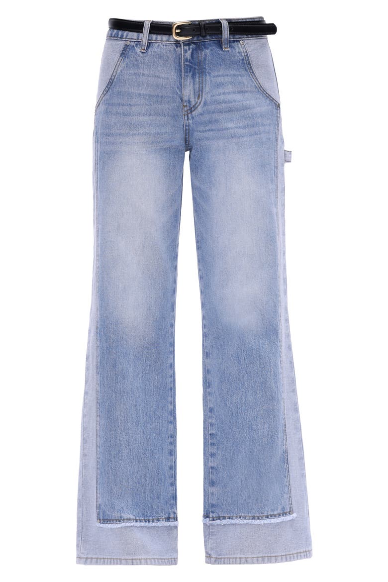 Paneled Mid Rise Wide Leg Carpenter Jeans, Alternate, color, LIGHT BLUE