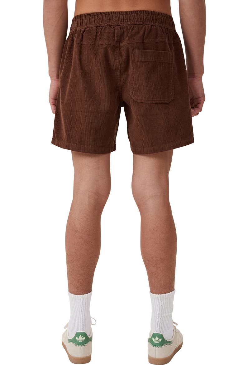 Easy Cotton Blend Drawstring Shorts, Alternate, color, CHOCOLATE CORDUROY