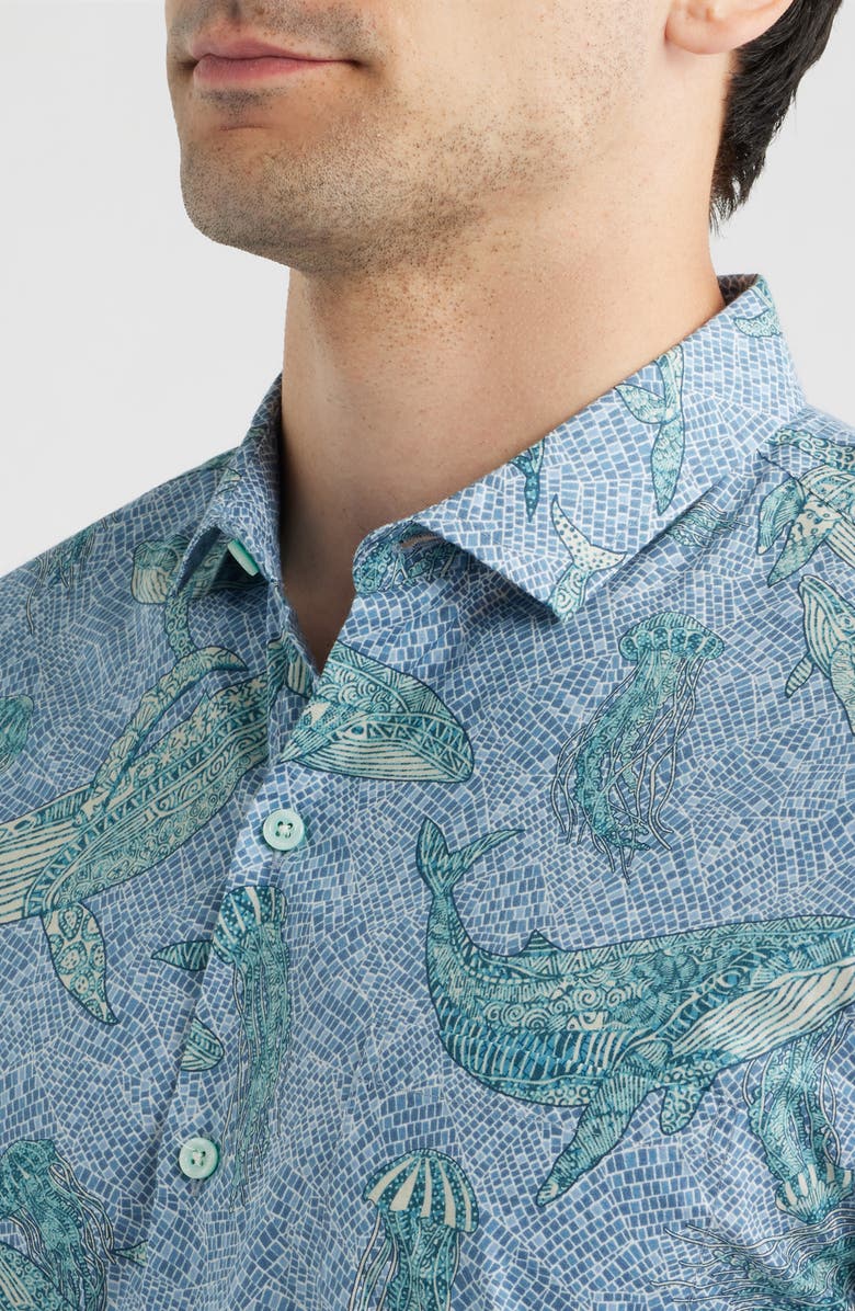 Tori Richard Marine Mosaic Button Down Shirt, Alternate, color, Seaspray