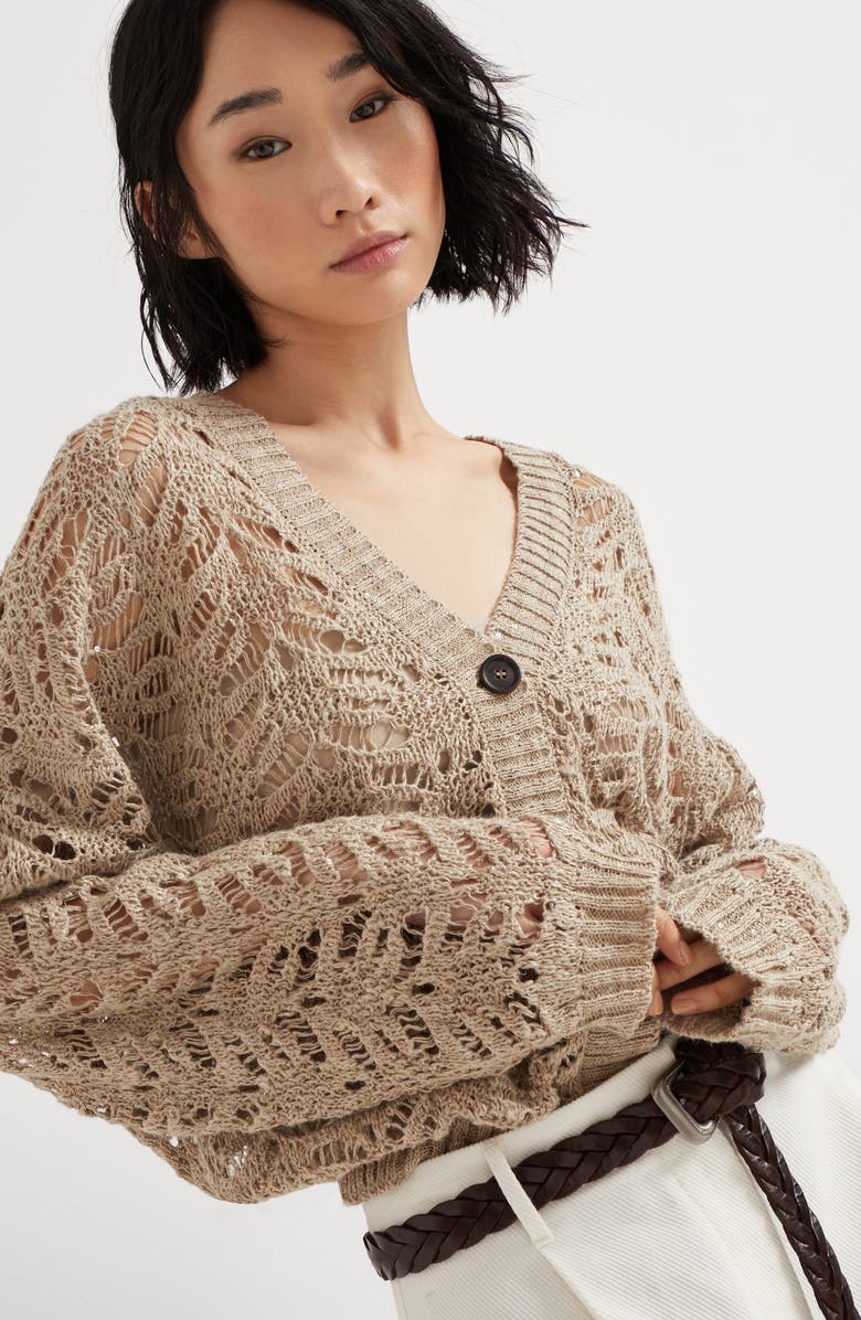 Brunello Cucinelli Foliage Lace cardigan, Alternate, color, 