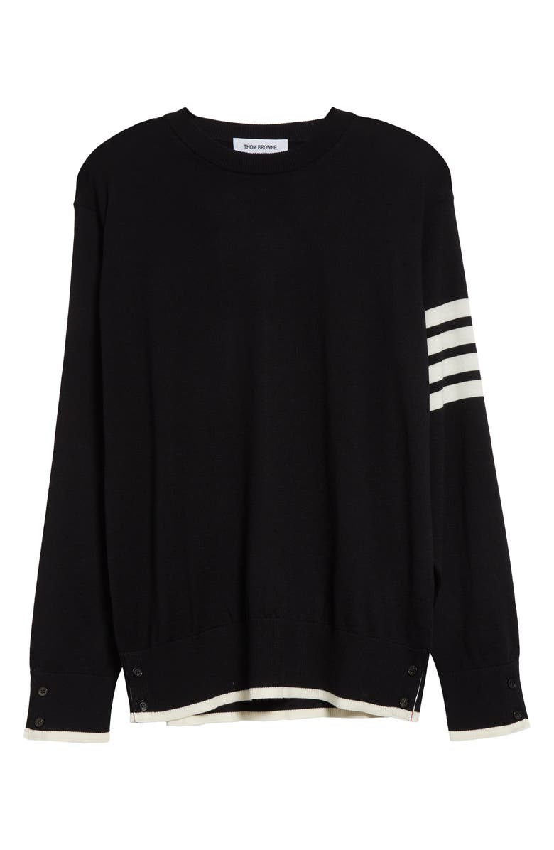 Thom Browne Virgin Wool Crewneck Sweater, Alternate, color, Black