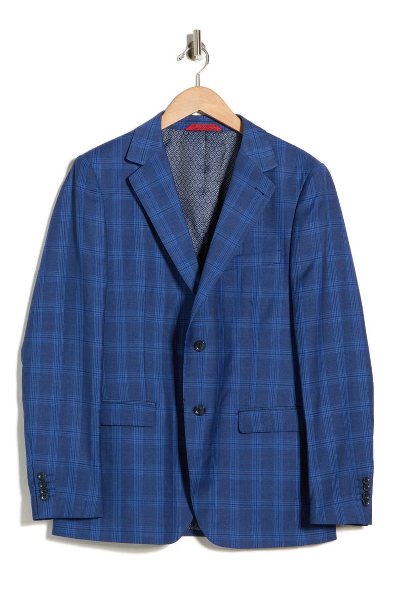 Trim Fit Plaid Sport Coat, Alternate, color, NAVY