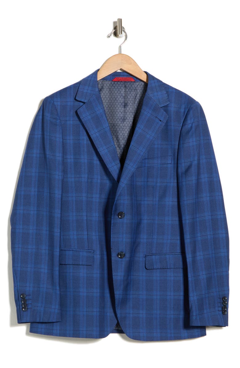 ZANETTI Trim Fit Plaid Sport Coat, Main, color, Navy
