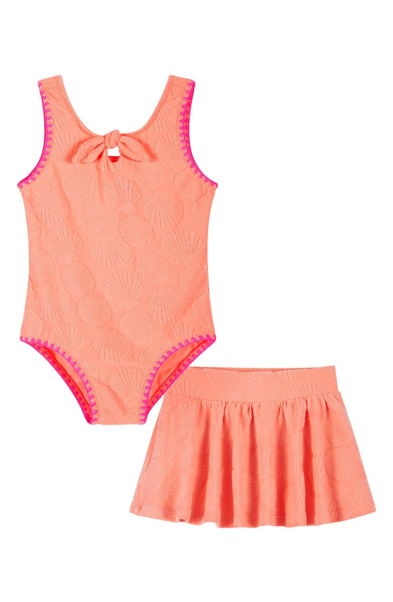 Andy & Evan Kids' Terry Jacquard One-Piece Swimsuit & Skirt Set, Main, color, 
