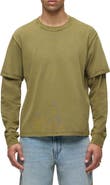 Hudson Jeans Hybrid Layered Long Sleeve Cotton T-Shirt