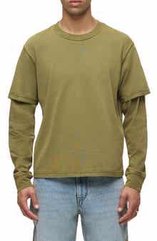 Hudson Jeans Hybrid Layered Long Sleeve Cotton T-Shirt