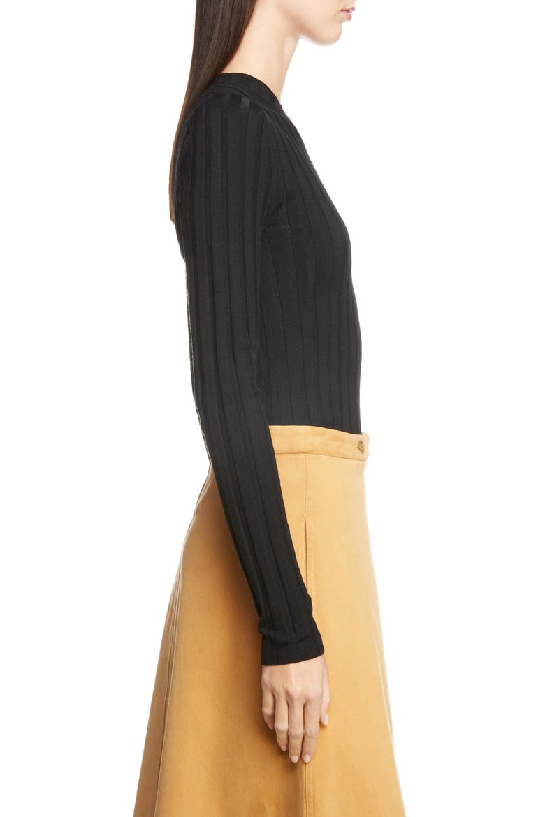 Ribbed Wool Blend Sweater, Alternate, color, BLACK