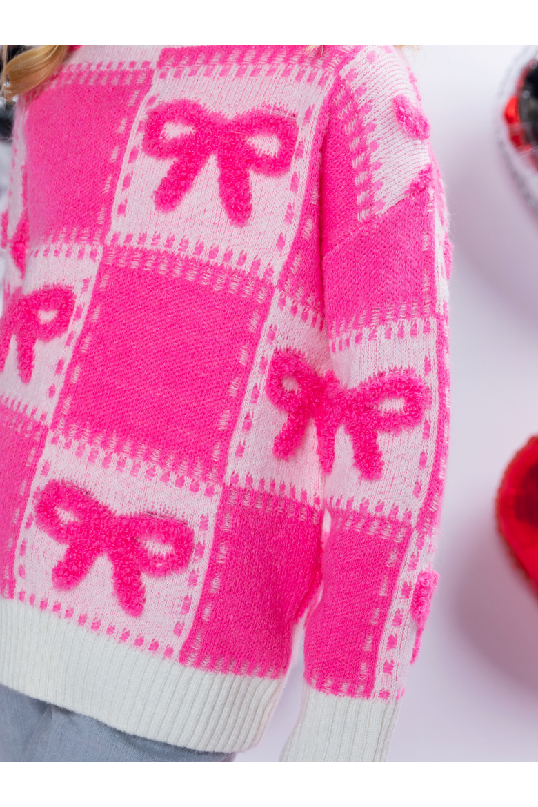 Sweet Bow Knit Sweater, Alternate, color, Pink