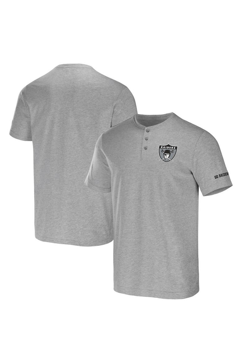 Men's NFL x Darius Rucker Collection by Fanatics Heather Gray Las Vegas Raiders Henley T-Shirt, Alternate, color, Heather Gray
