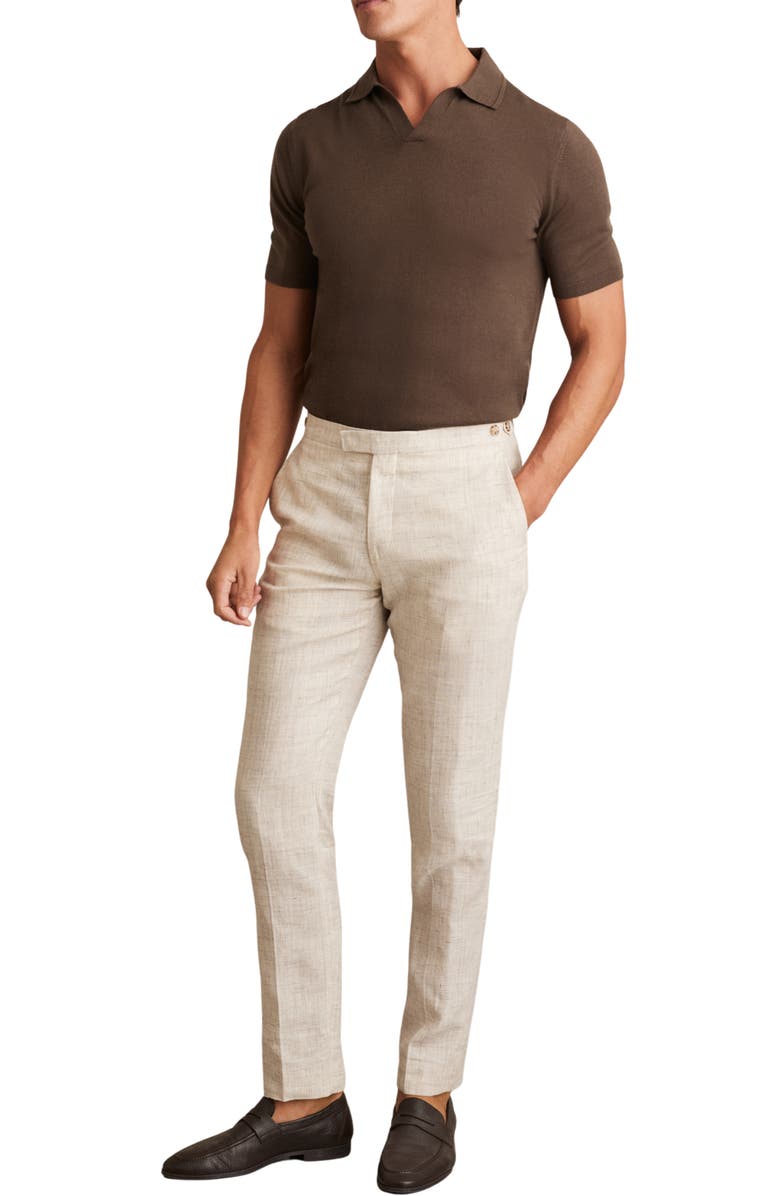 Reiss Duchie Short Sleeve Merino Wool Polo Sweater, Alternate, color, Chocolate Brown