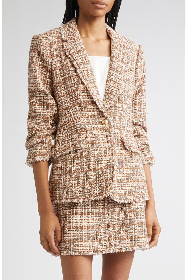Larissa Khloe Tweed Blazer, Main, color, NUTMEG