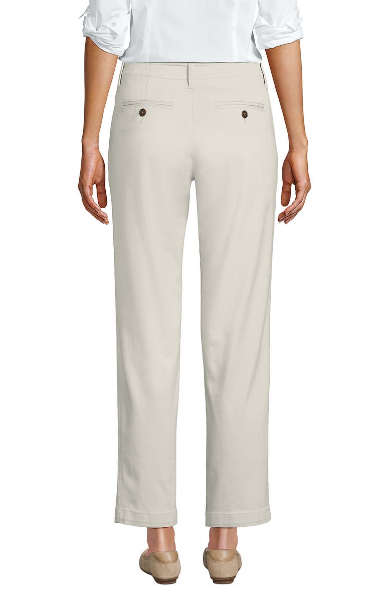 Lands' End Mid Rise Classic Straight Leg Chino Ankle Pants, Alternate, color, Light Stone