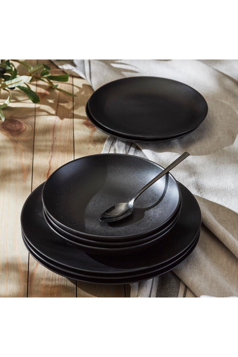 Porto by Stone Lain Semplice Stoneware 24-Piece Dinnerware Set, Alternate, color, Black Matte