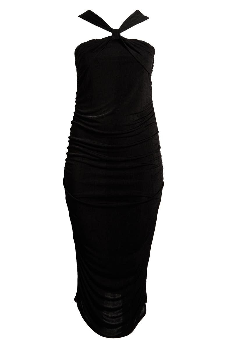 24seven Comfort Apparel Cross Neck Stretch Body-Con Dress, Alternate, color, Black