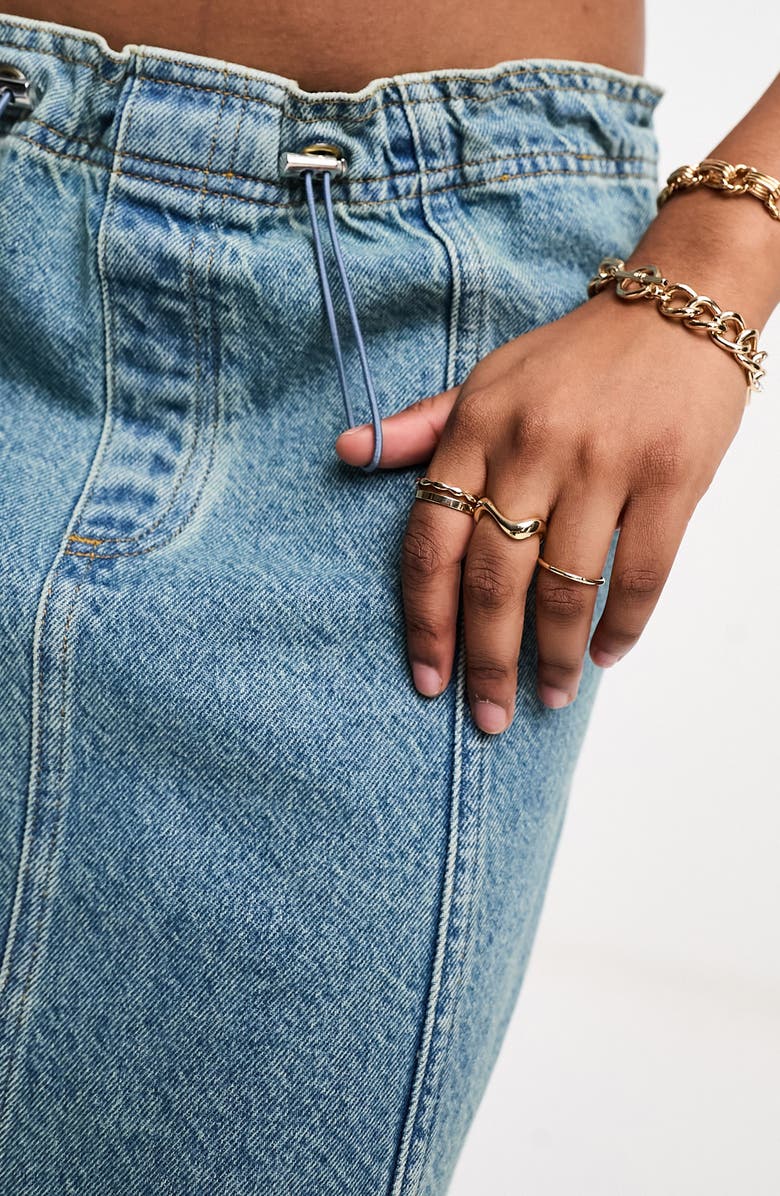 ASOS DESIGN Parachute Denim Midi Skirt, Alternate, color, 