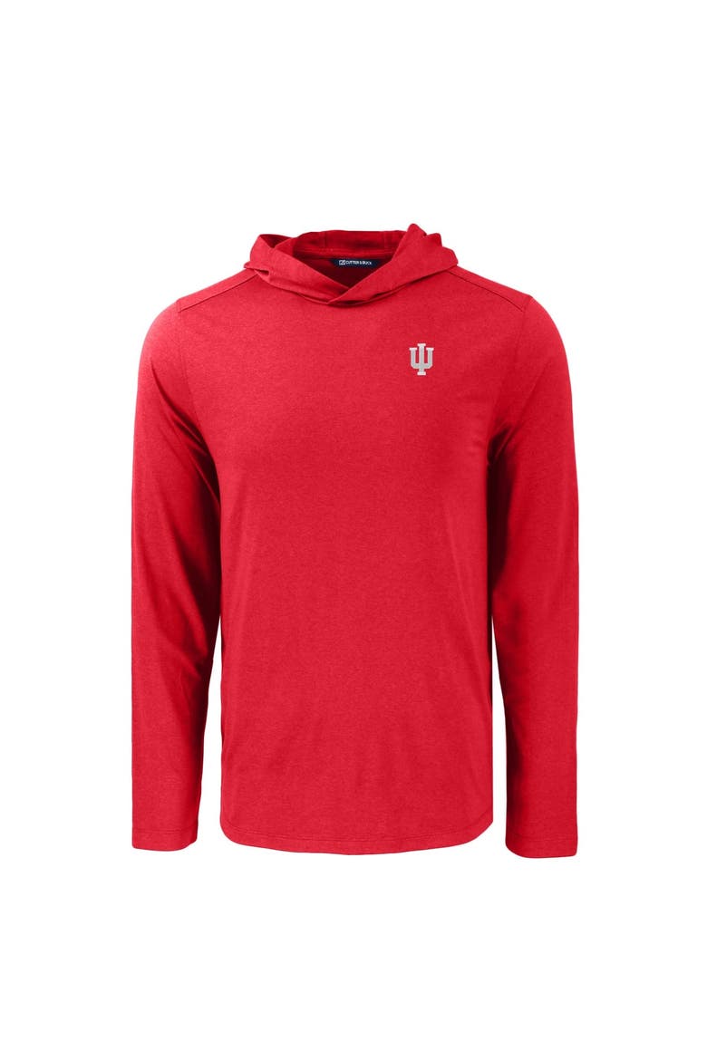Men's Cutter & Buck Crimson Indiana Hoosiers Coastline Epic Comfort Eco Recycled Long Sleeve Hoodie T-Shirt, Alternate, color, Crimson