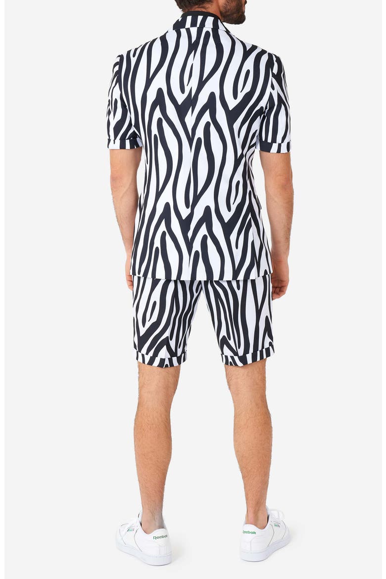 Zazzy Zebra Summer Trim Fit Two-Piece Short Suit with Tie, Alternate, color, BLACK