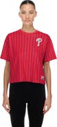 New Era Women's New Era Red Philadelphia Phillies Throwback Meshback Pinstripe Boxy T-Shirt
