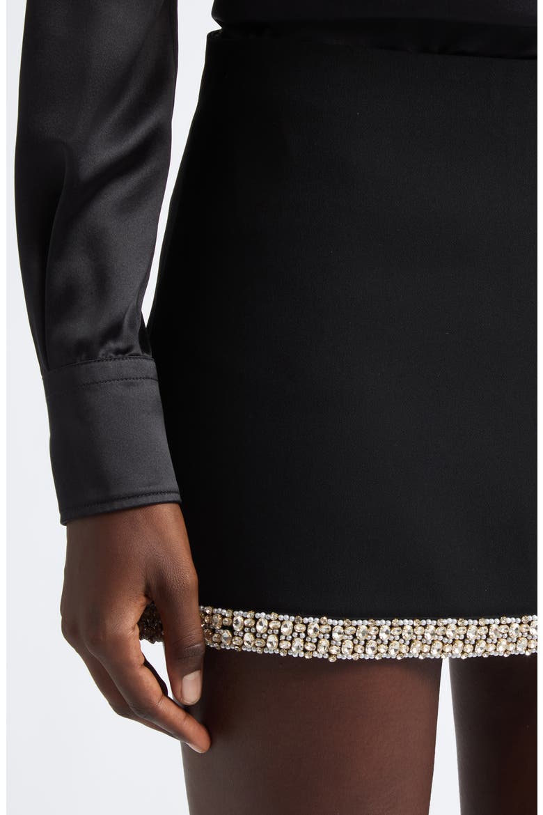 Rubi Embellished Hem Miniskirt, Alternate, color, BLACK