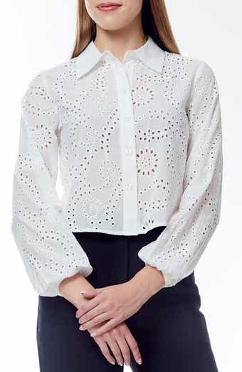 BY DESIGN Ariana Eyelet Button-Up Shirt