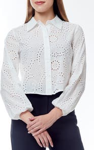 BY DESIGN Ariana Eyelet Button-Up Shirt