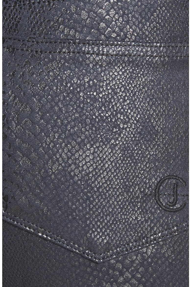 'Joy' Foil Python Print Stretch Skinny Jeans, Alternate, color, BLACK