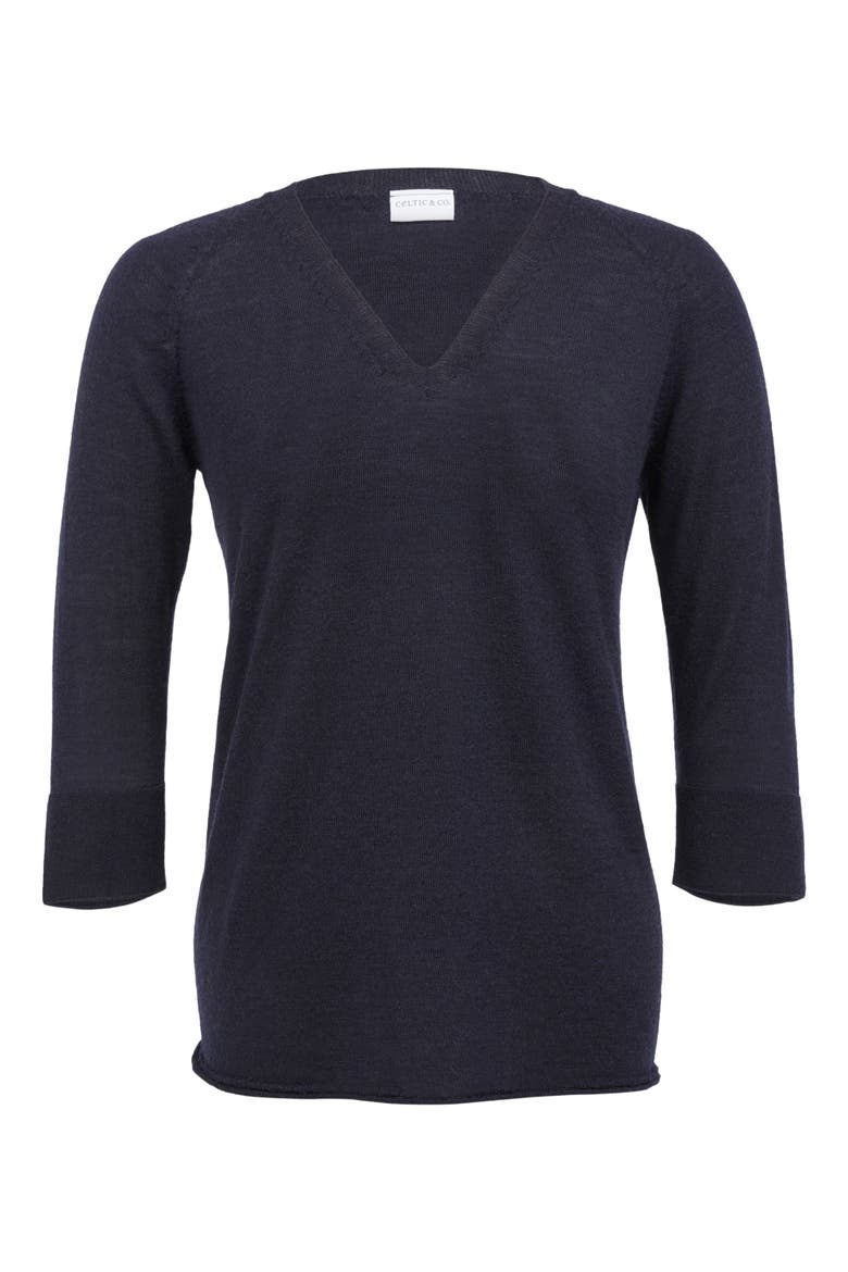 Fine Knit Merino V-Neck Sweater, Alternate, color, DARK NAVY
