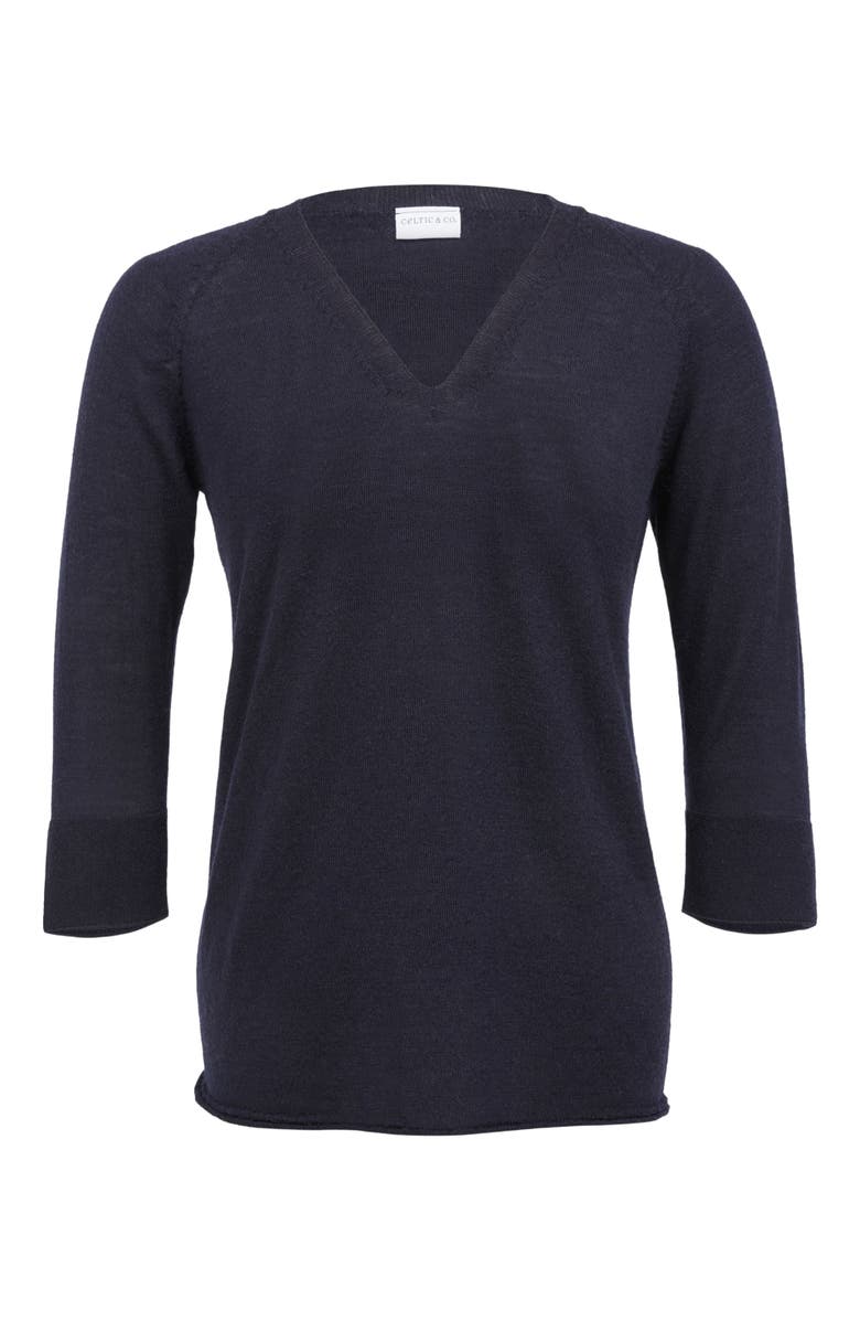 Celtic
Co. Fine Knit Merino V-Neck Sweater, Alternate, color, Dark Navy