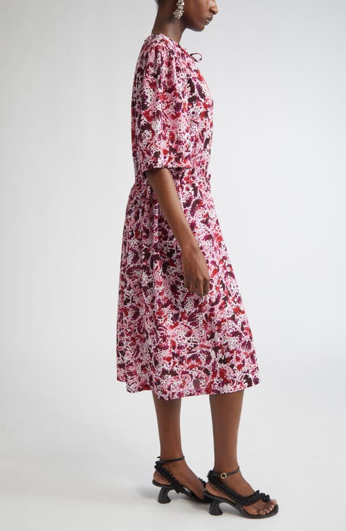 Dries Van Noten Daffie Orchid Petal Print Midi Dress In Multi