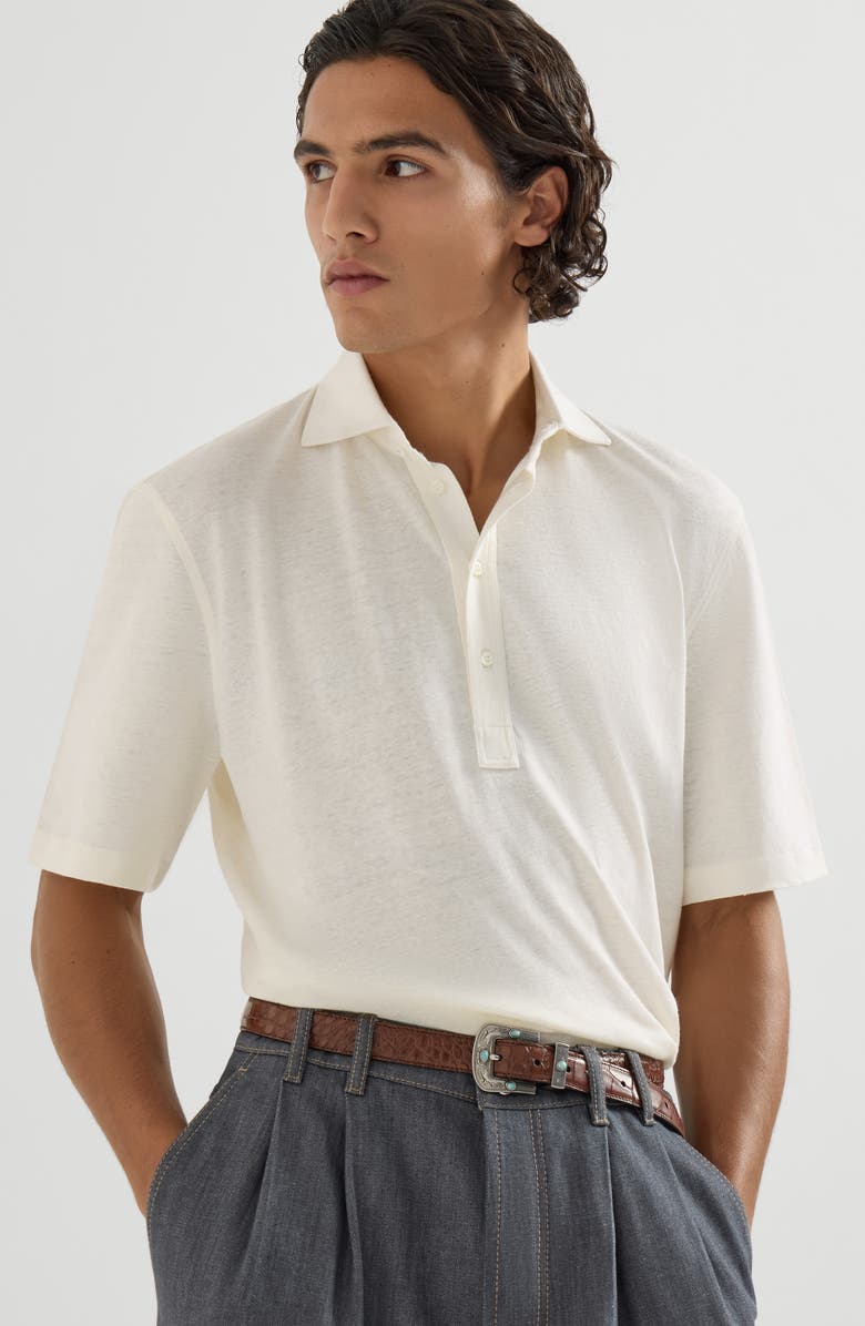 Brunello Cucinelli Jersey polo shirt, Alternate, color, Panama