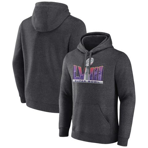 Men's Fanatics Branded Heather Charcoal Super Bowl LVIII Trophy Dimension Fleece Pullover Hoodie