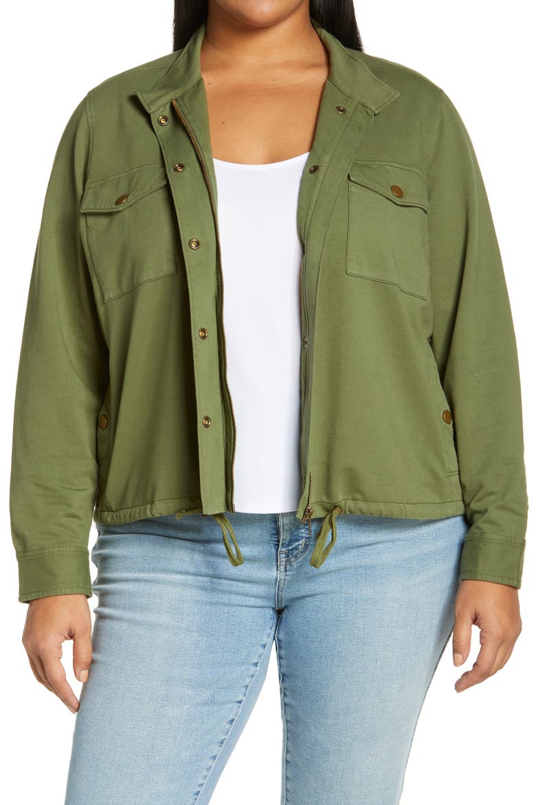 Stretch Cotton Jacket, Main, color, GREEN SORREL