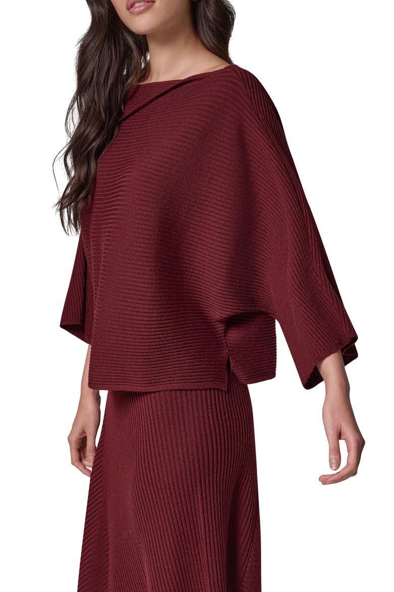Folded Neck Merino Wool Sweater, Alternate, color, BLACK CHERRY