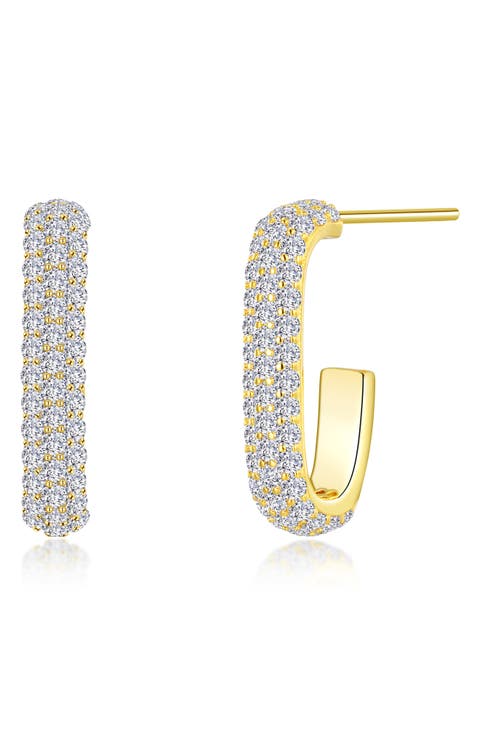 Simulated Diamond Paper Clip Hoop Earrings