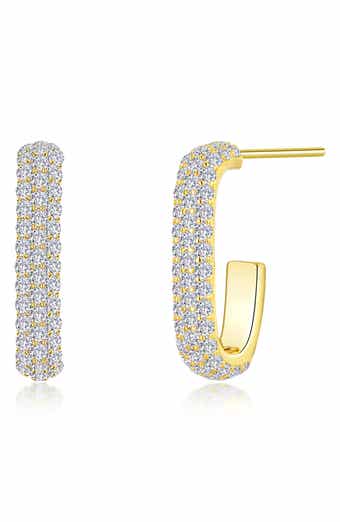 Lafonn Simulated Diamond Paper Clip Hoop Earrings