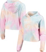 LEAGUE COLLEGIATE WEAR Women's League Collegiate Wear Pink/White Clemson Tigers Tie-Dye Cropped Pullover Hoodie