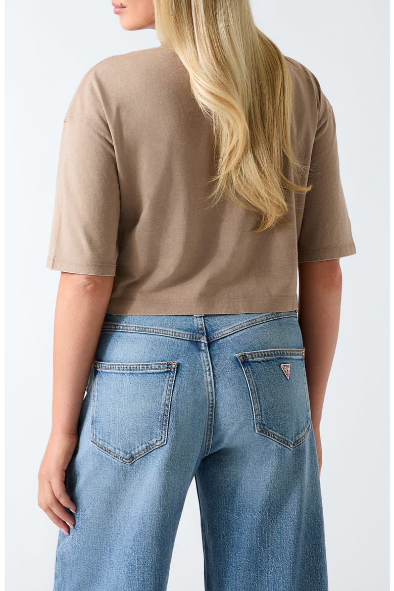 Beaded Jungle Resort Crop T-Shirt, Alternate, color, TAUPE MULTI