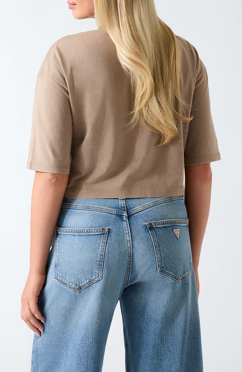 GUESS Beaded Jungle Resort Crop T-Shirt, Alternate, color, Taupe Multi