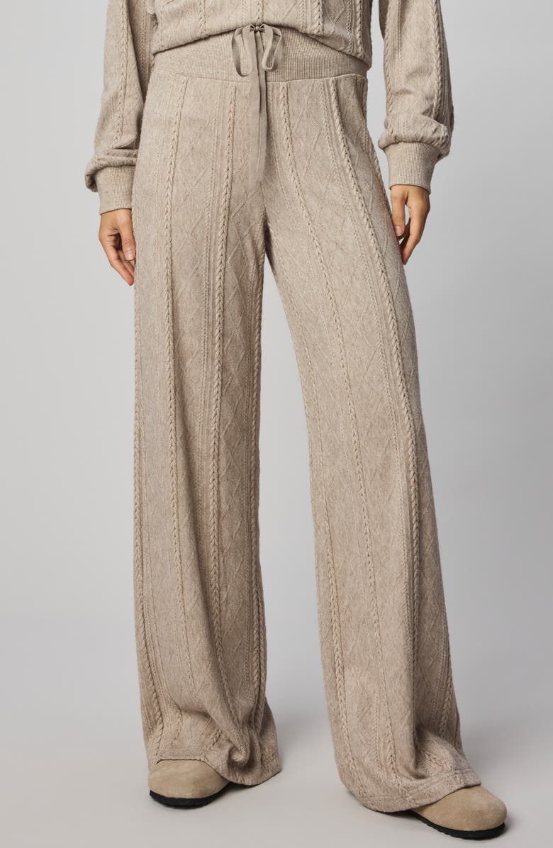 Splendid Cable Drawstring Wide Leg Pants, Alternate, color, Cappuccino Heather Beige