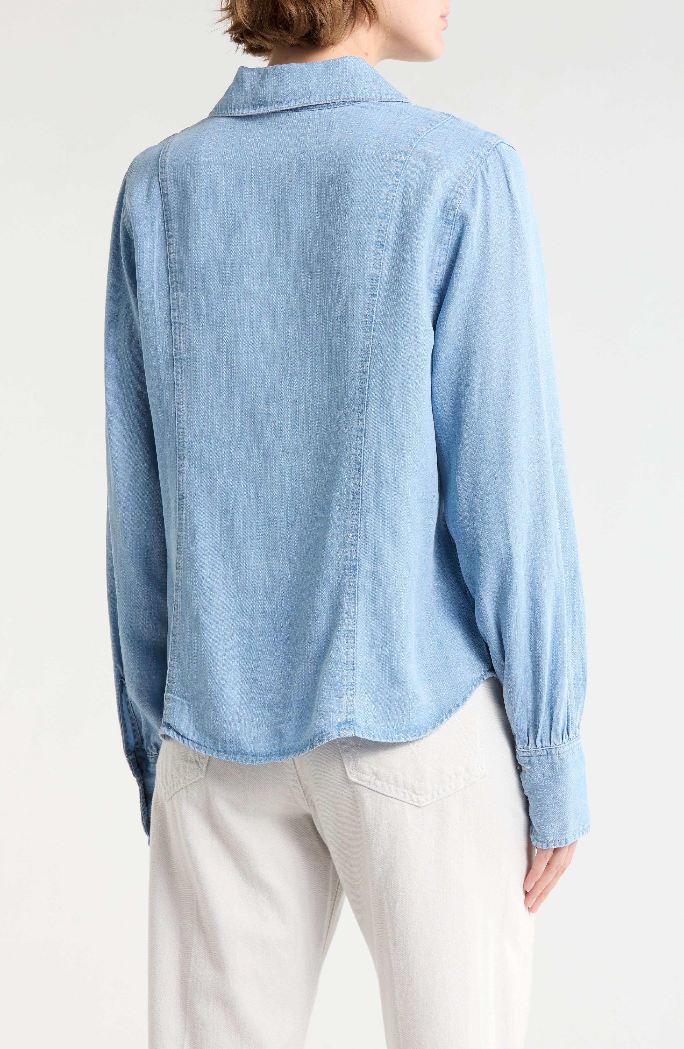 Embroidered Chambray Button-Up Shirt - image 2