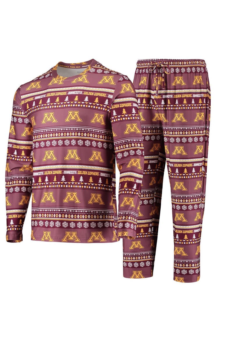 Men's Concepts Sport Maroon Minnesota Golden Gophers Ugly Sweater Long Sleeve T-Shirt and Pants Sleep Set, Alternate, color, Maroon