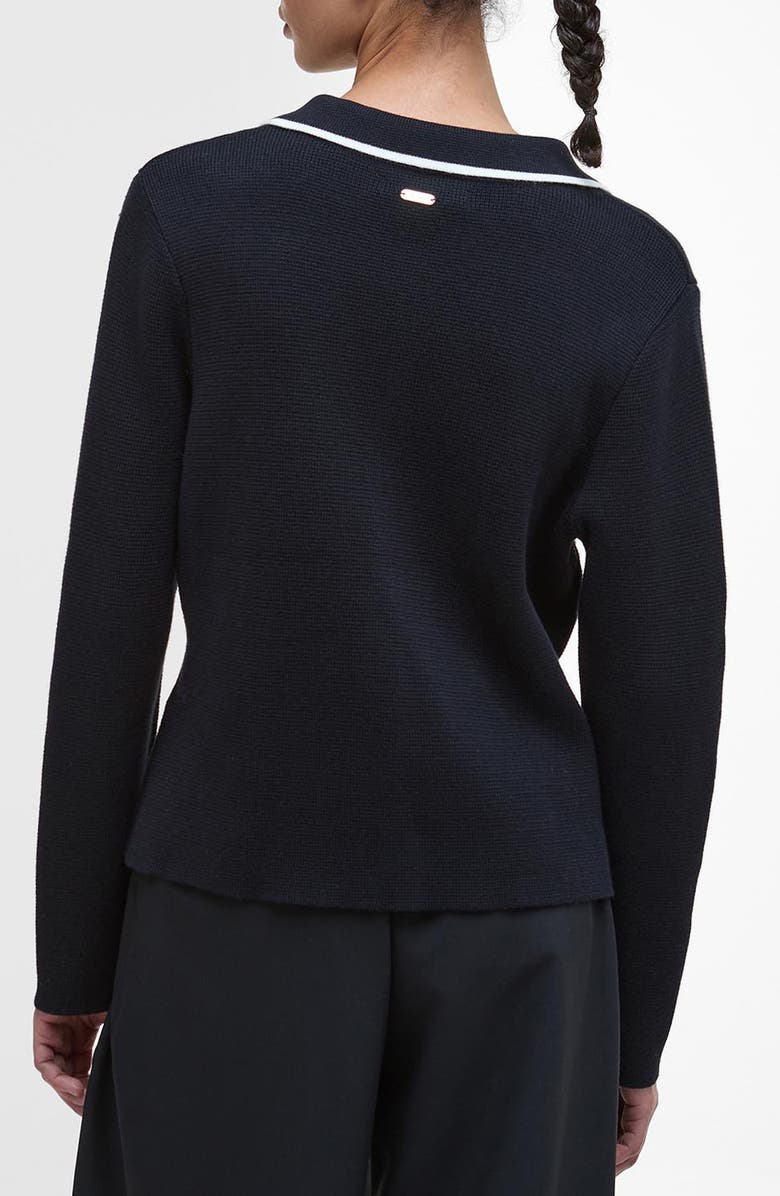 Barbour Colleen Cotton Collared Cardigan, Alternate, color, Dark Navy